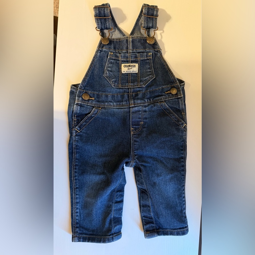 OshKosh B'gosh Dark Wash Sparkly Overalls Size 6M